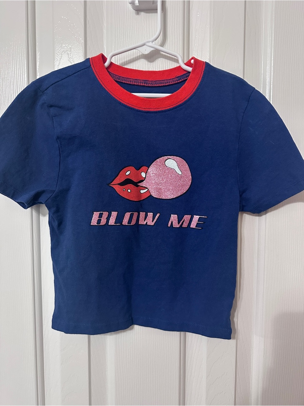 Urban Outfitters Navy Bubble Gum BLOW ME graphic tee